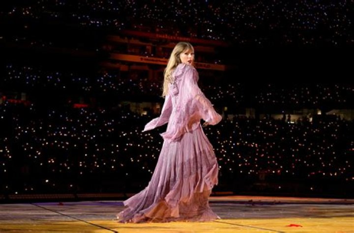 Taylor Swift performs on stage at the BBC's The Biggest Weekend in Swansea